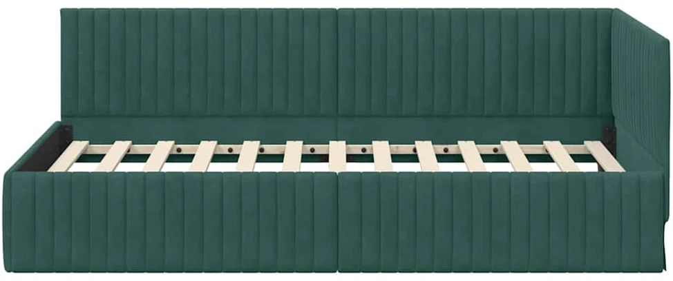 Lova Kampinė lovos konstrukcija Tamsiai žalia 100 cm x 200 cm