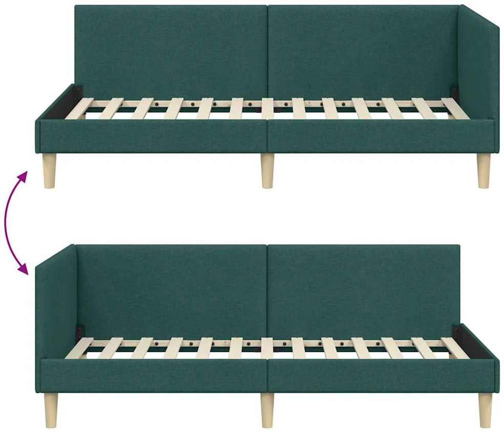 Lova Kampinė lovos konstrukcija Tamsiai žalia 80 cm x 200 cm