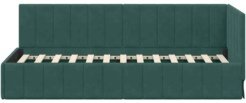 Lova Kampinė lovos konstrukcija Tamsiai žalia 80 cm x 200 cm Aksomas