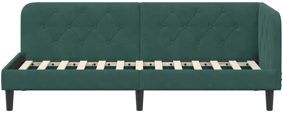 Lova Kampinė lovos konstrukcija Tamsiai žalia 80 x 200 cm Aksomas
