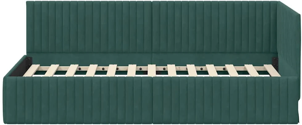 Lova Kampinė lovos konstrukcija Tamsiai žalia 90 cm x 200 cm Aksomas