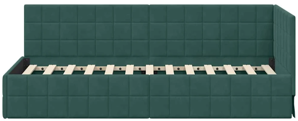 Lova Kampinė lovos konstrukcija Tamsiai žalia 80 cm x 200 cm Aksomas