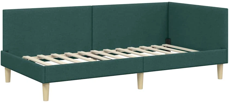 Lova Kampinė lovos konstrukcija Tamsiai žalia 100 cm x 200 cm
