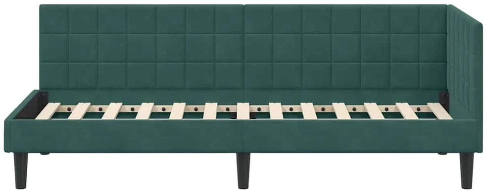 Lova Kampinė lovos konstrukcija Tamsiai žalia 80 cm x 200 cm Aksomas