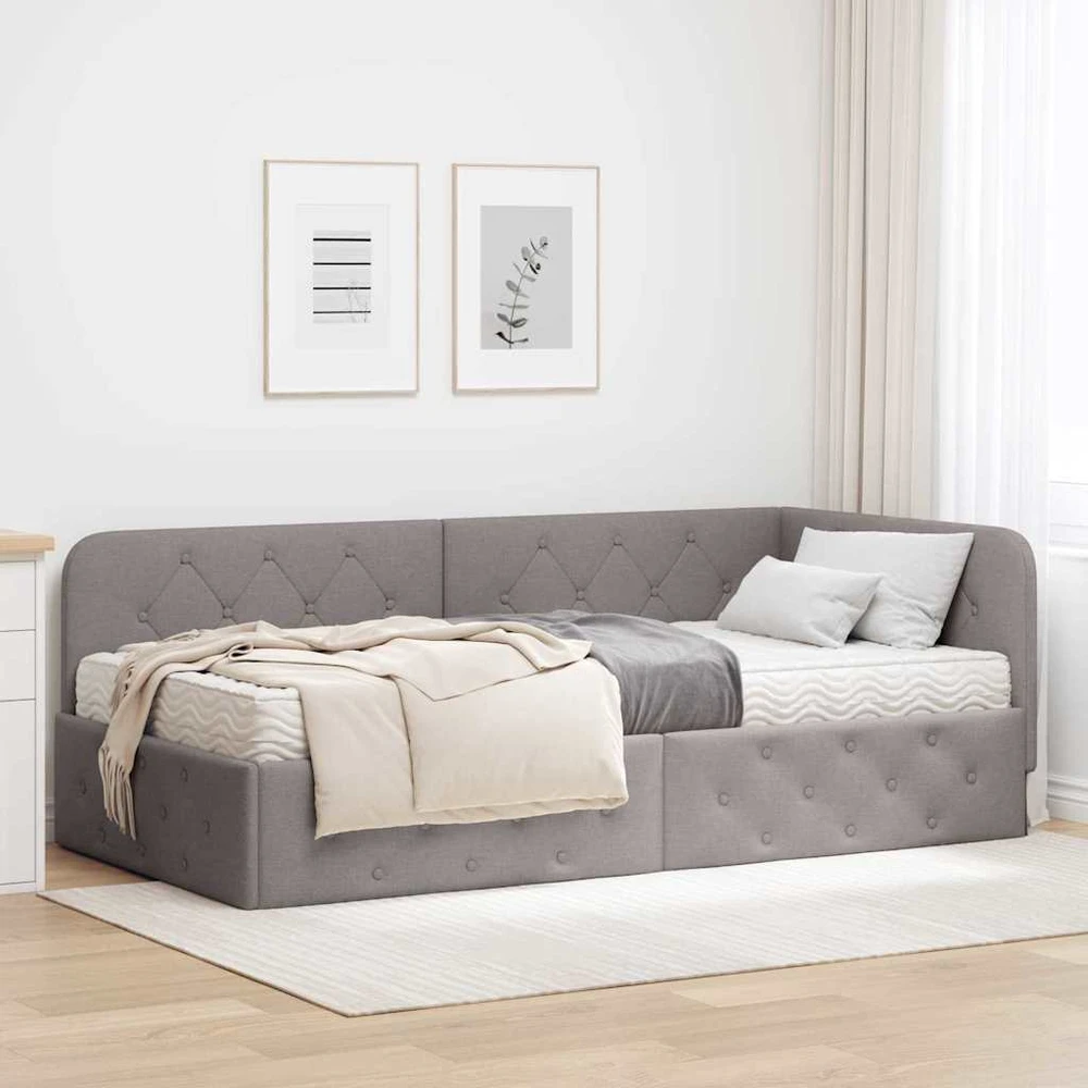 Lova Kampinė lovos konstrukcija Taupe 100 x 200 cm audinys