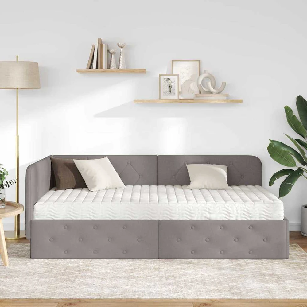 Lova Kampinė lovos konstrukcija Taupe 100 x 200 cm audinys