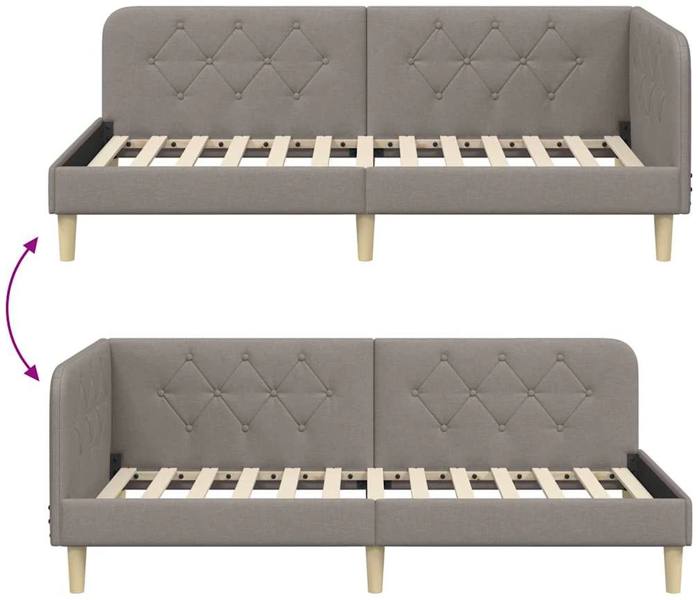 Lova Kampinė lovos konstrukcija Taupe 100 x 200 cm audinys