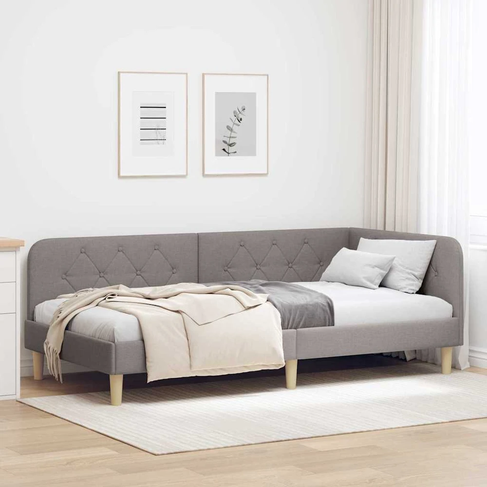 Lova Kampinė lovos konstrukcija Taupe 100 x 200 cm audinys