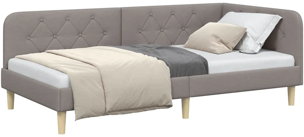 Lova Kampinė lovos konstrukcija Taupe 100 x 200 cm audinys