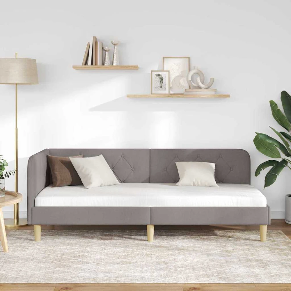 Lova Kampinė lovos konstrukcija Taupe 80 x 200 cm audinys