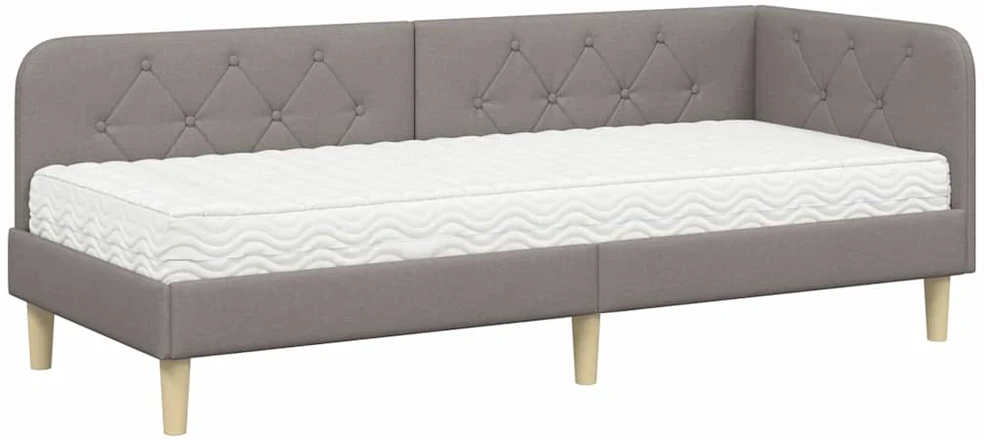 Lova Kampinė lovos konstrukcija Taupe 80 x 200 cm audinys