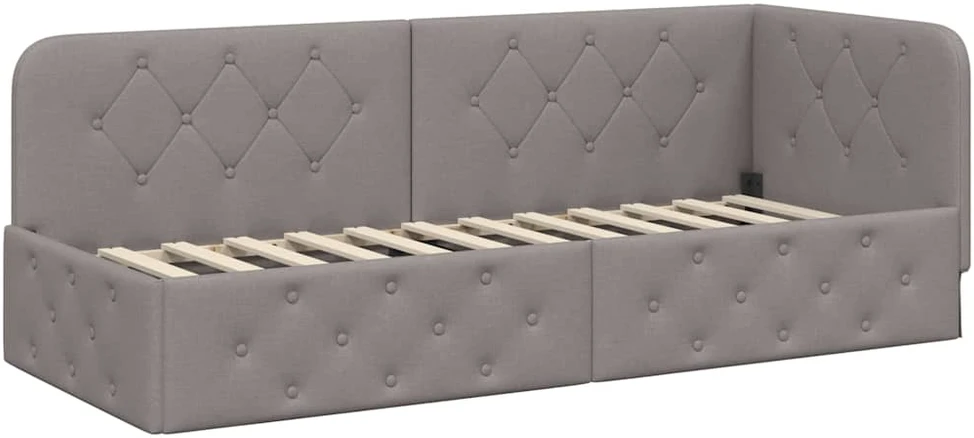 Lova Kampinė lovos konstrukcija Taupe 80 x 200 cm audinys