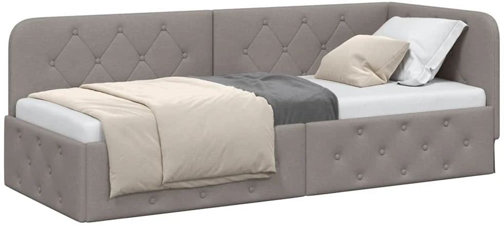 Lova Kampinė lovos konstrukcija Taupe 80 x 200 cm audinys