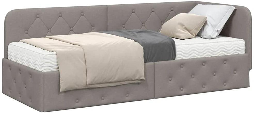 Lova Kampinė lovos konstrukcija Taupe 80 x 200 cm audinys