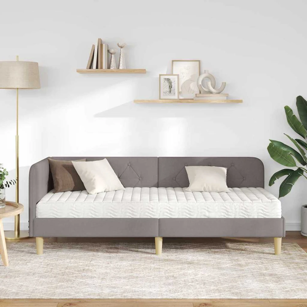Lova Kampinė lovos konstrukcija Taupe 80 x 200 cm audinys