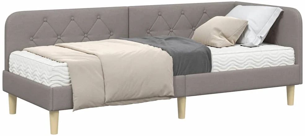 Lova Kampinė lovos konstrukcija Taupe 80 x 200 cm audinys