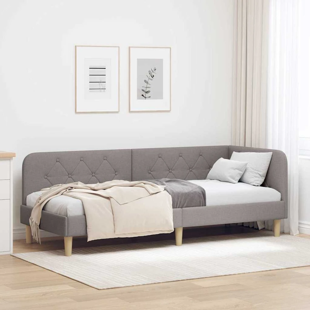 Lova Kampinė lovos konstrukcija Taupe 80 x 200 cm audinys