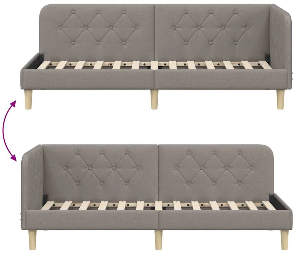 Lova Kampinė lovos konstrukcija Taupe 80 x 200 cm audinys