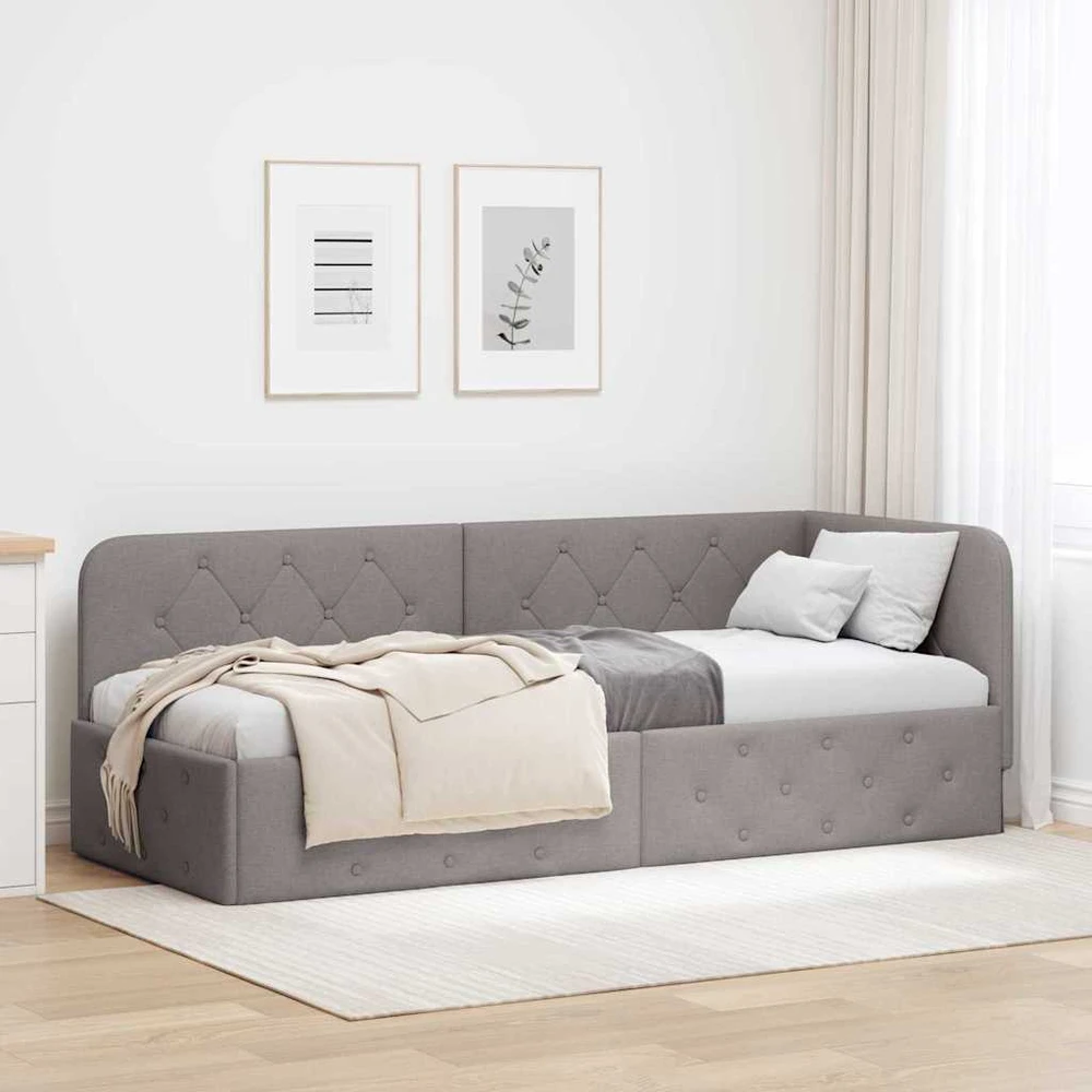 Lova Kampinė lovos konstrukcija Taupe 80 x 200 cm audinys