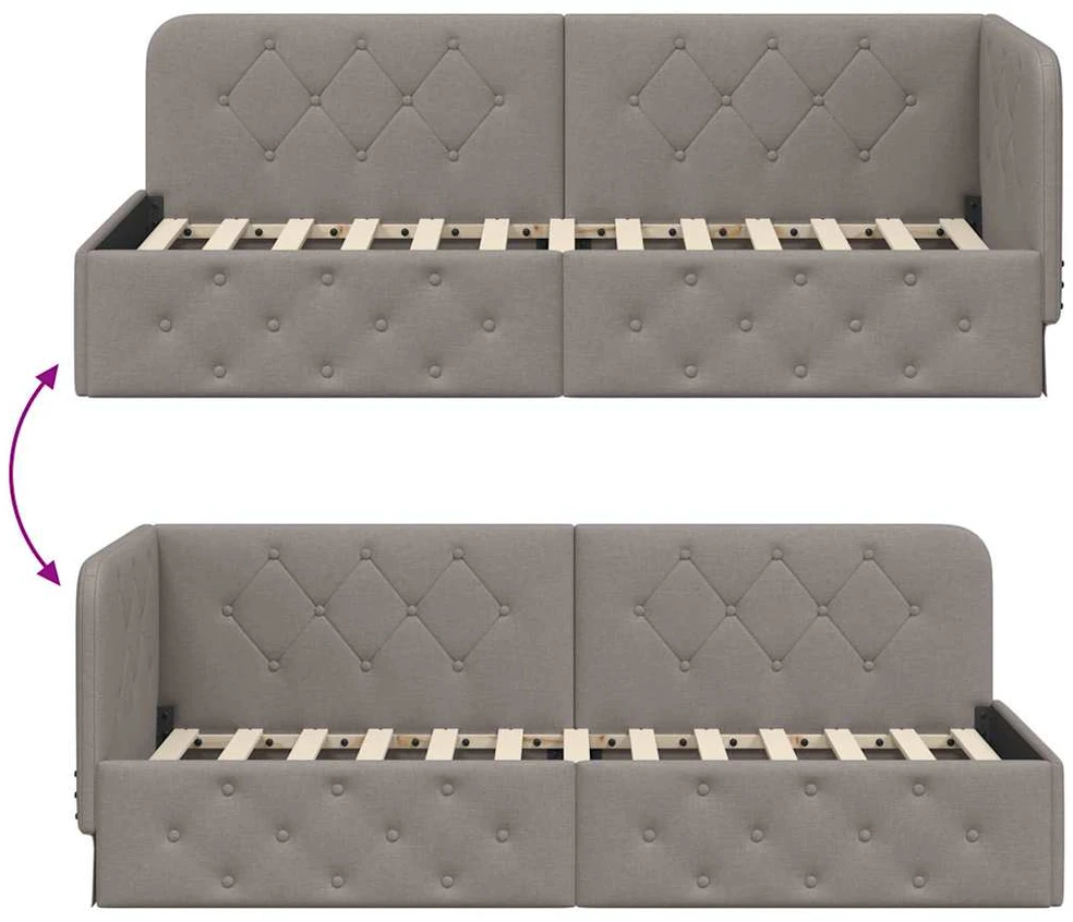 Lova Kampinė lovos konstrukcija Taupe 80 x 200 cm audinys