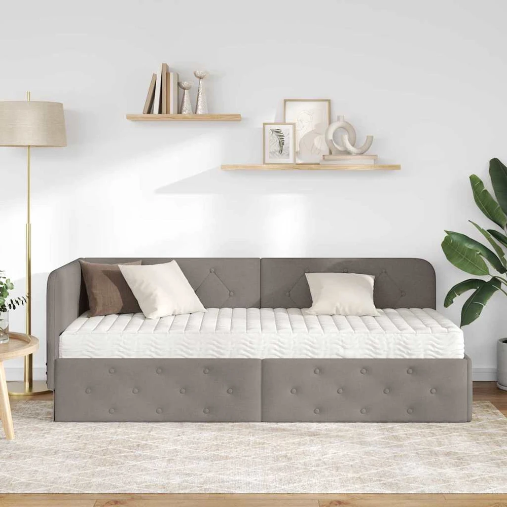 Lova Kampinė lovos konstrukcija Taupe 80 x 200 cm audinys