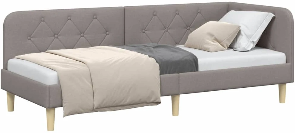 Lova Kampinė lovos konstrukcija Taupe 80 x 200 cm audinys