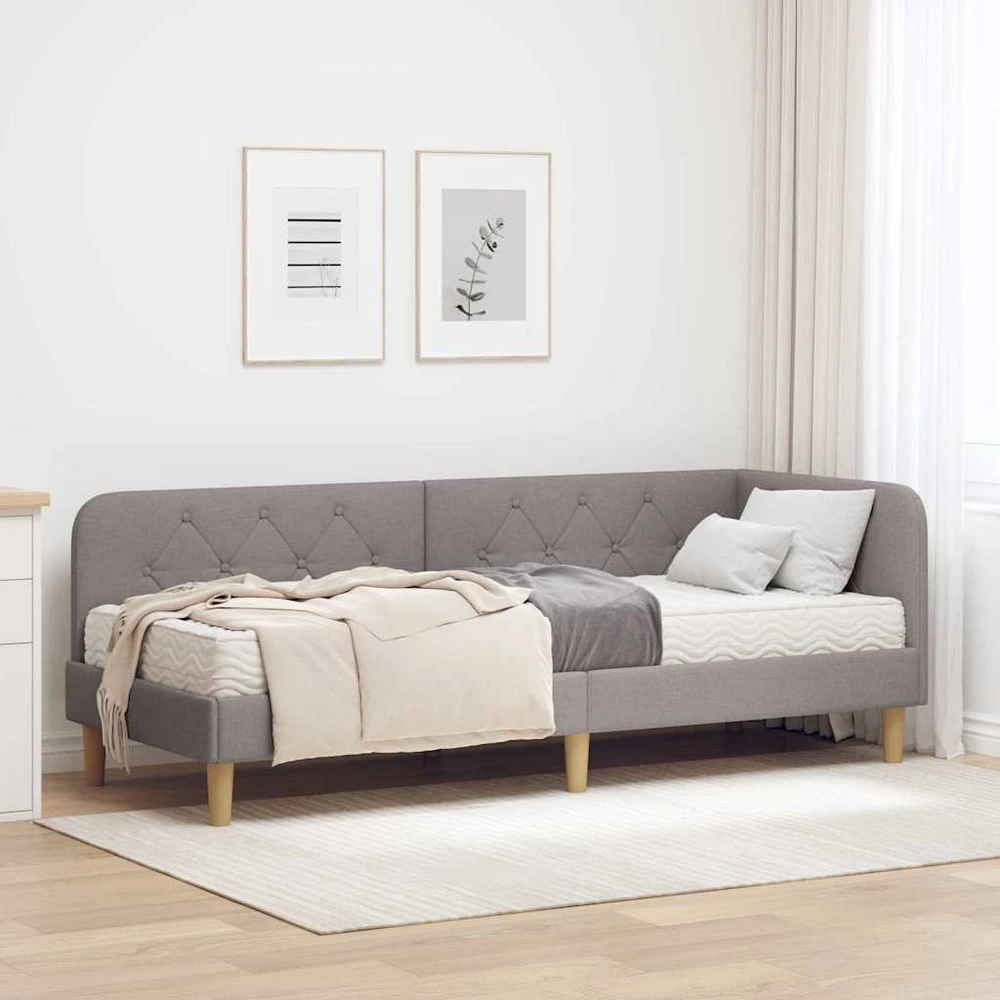 Lova Kampinė lovos konstrukcija Taupe 80 x 200 cm audinys