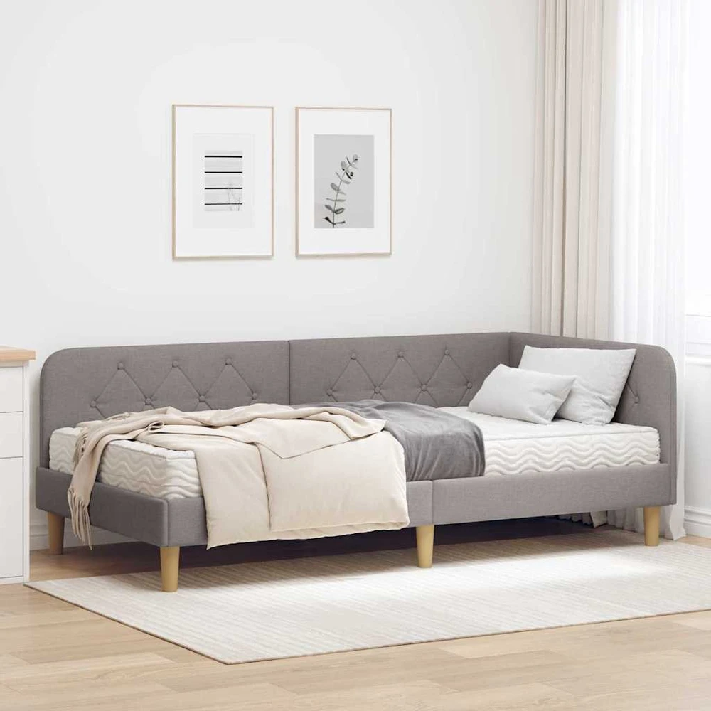 Lova Kampinė lovos konstrukcija Taupe 90 x 190 cm audinys