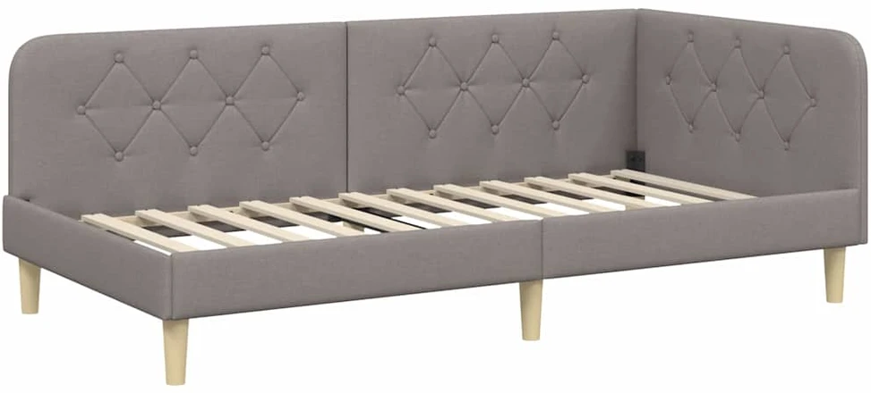 Lova Kampinė lovos konstrukcija Taupe 90 x 190 cm audinys