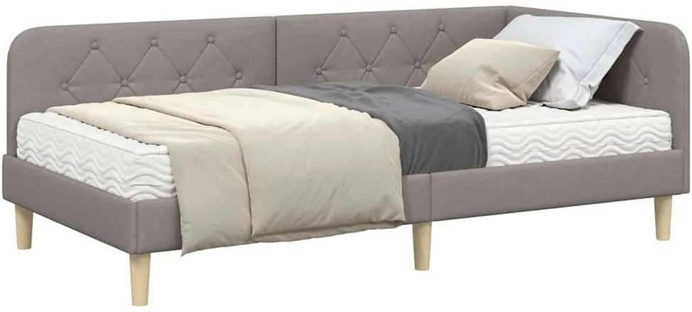 Lova Kampinė lovos konstrukcija Taupe 90 x 190 cm audinys