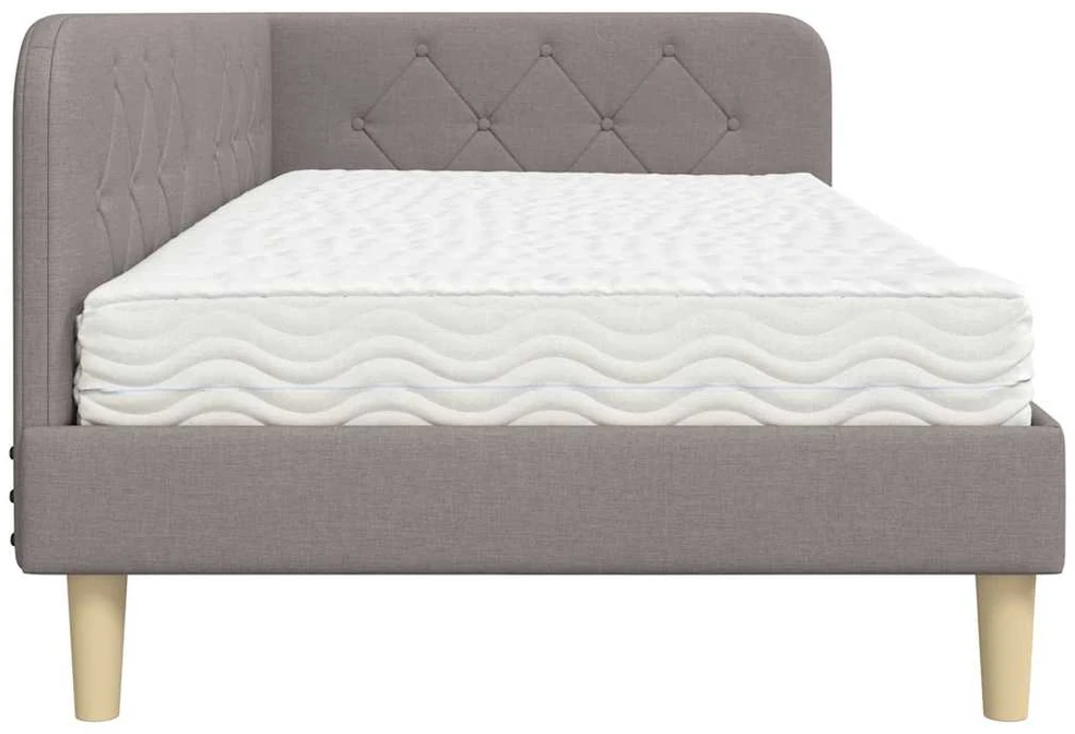 Lova Kampinė lovos konstrukcija Taupe 90 x 190 cm audinys