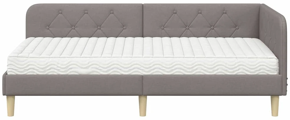 Lova Kampinė lovos konstrukcija Taupe 90 x 190 cm audinys