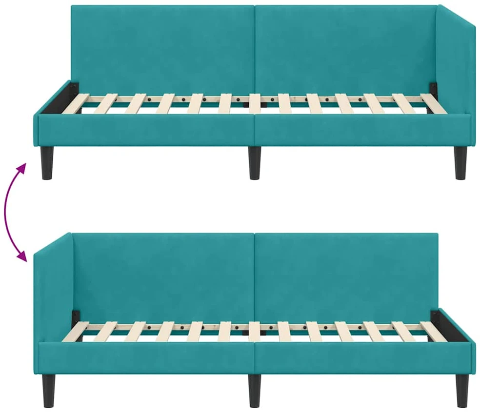 Lova Kampinė lovos konstrukcija Turkio 90 cm x 190 cm Aksomas