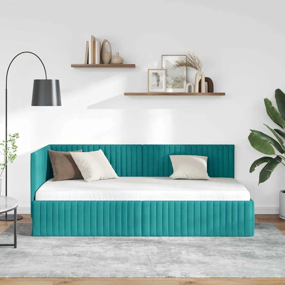 Lova Kampinė lovos konstrukcija Turkio 90 cm x 200 cm Aksomas