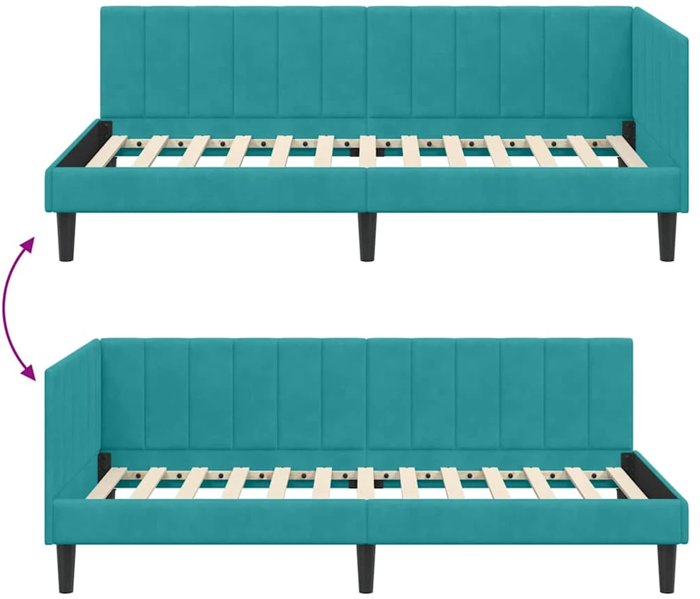 Lova Kampinė lovos konstrukcija Turkio 90 cm x 200 cm Aksomas