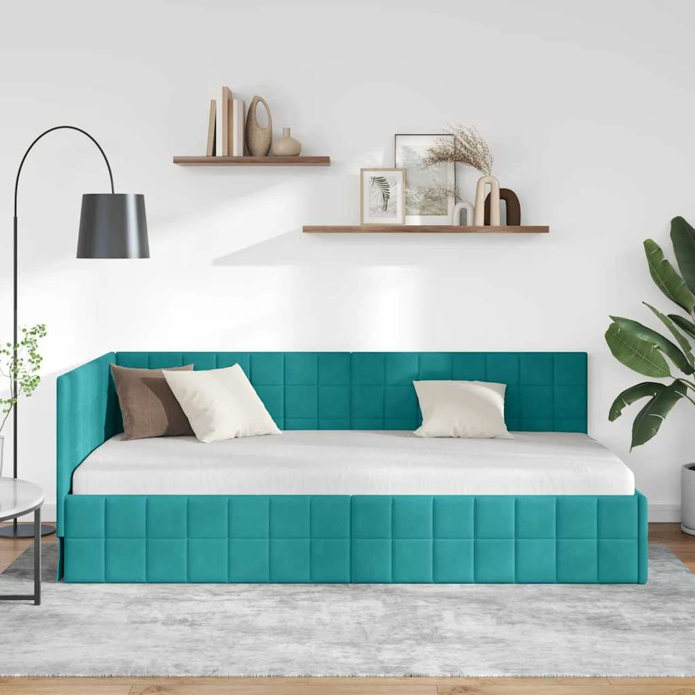 Lova Kampinė lovos konstrukcija Turkio 90 cm x 190 cm Aksomas