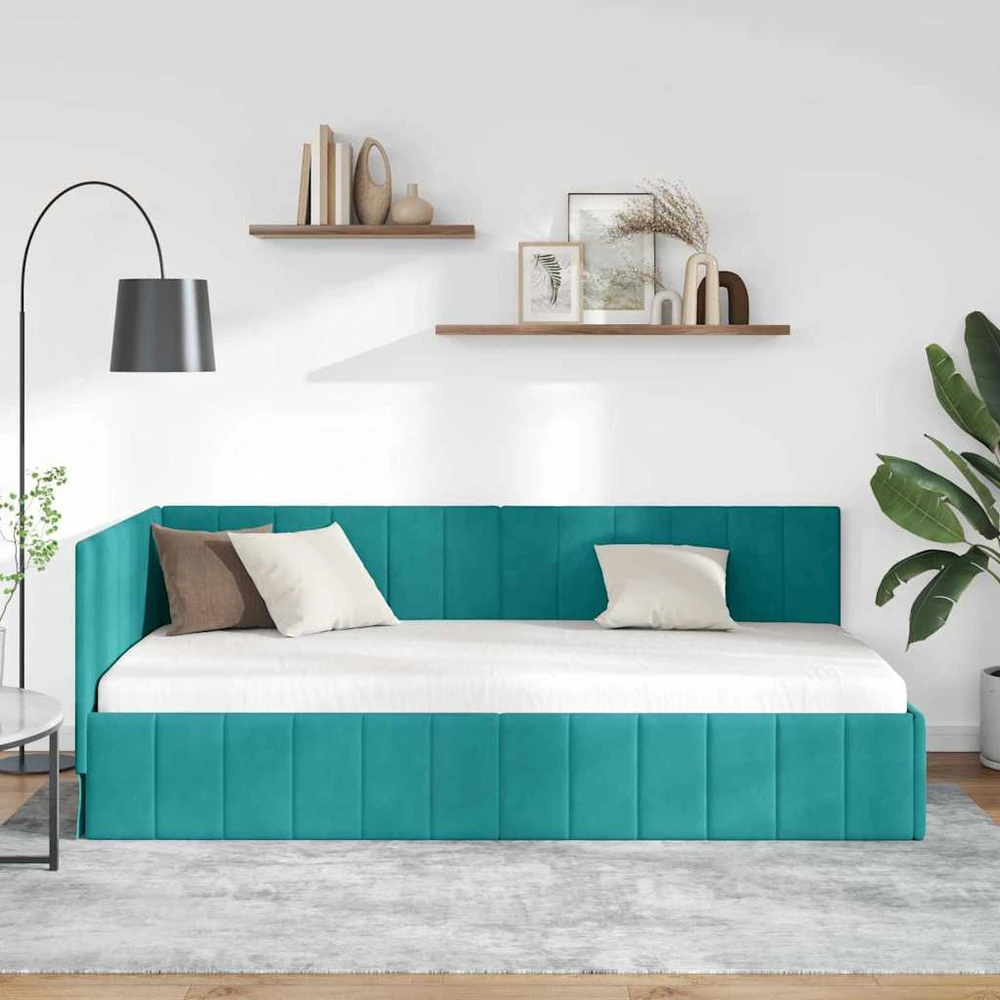 Lova Kampinė lovos konstrukcija Turkio 90 cm x 190 cm Aksomas