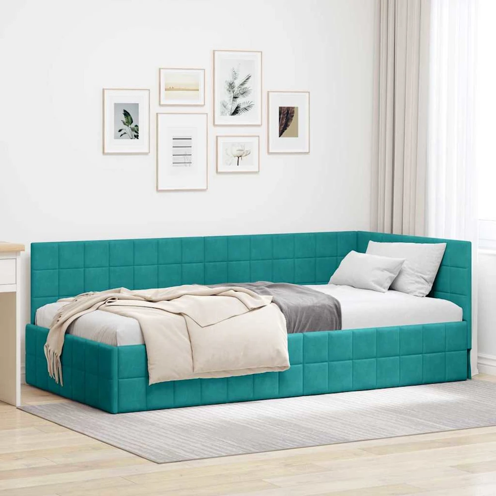 Lova Kampinė lovos konstrukcija Turkio 90 cm x 190 cm Aksomas