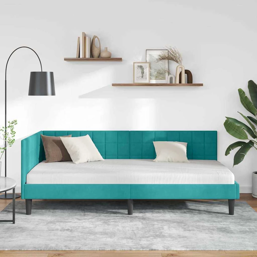 Lova Kampinė lovos konstrukcija Turkio 90 cm x 190 cm Aksomas