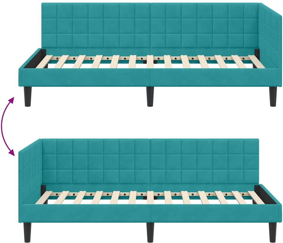 Lova Kampinė lovos konstrukcija Turkio 90 cm x 190 cm Aksomas