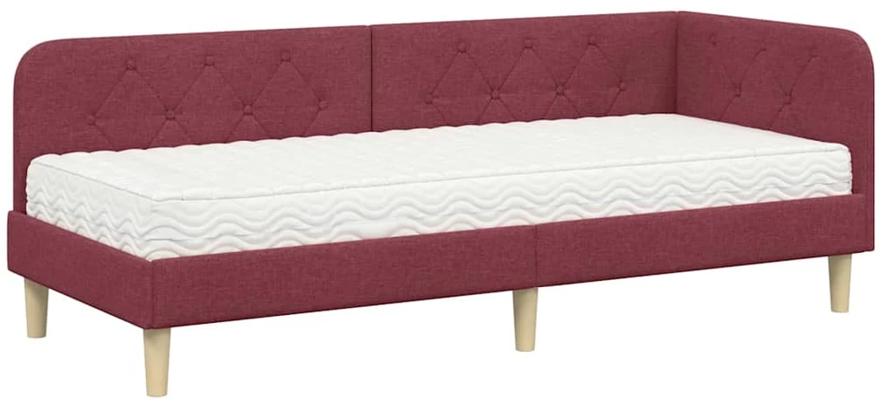 Lova Kampinė lovos konstrukcija Vyno raudona 80 x 200 cm audinys