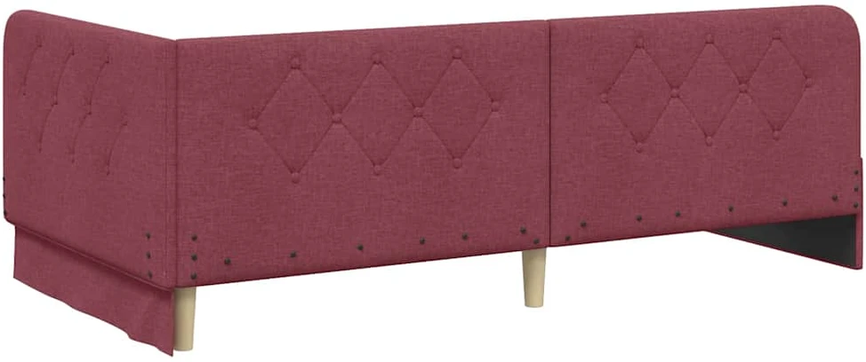 Lova Kampinė lovos konstrukcija Vyno raudona 90 x 190 cm audinys
