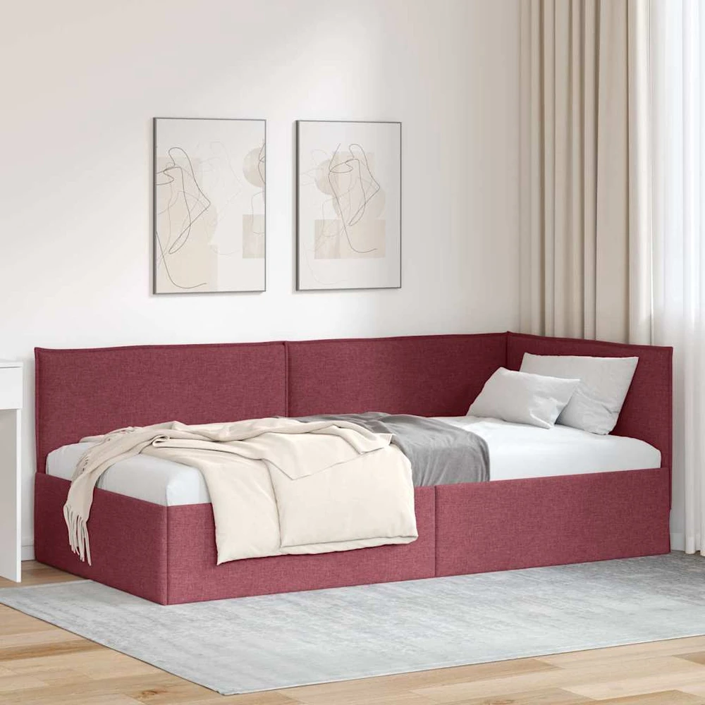 Lova Kampinė lovos konstrukcija Vyno raudona 80 x 200 cm audinys