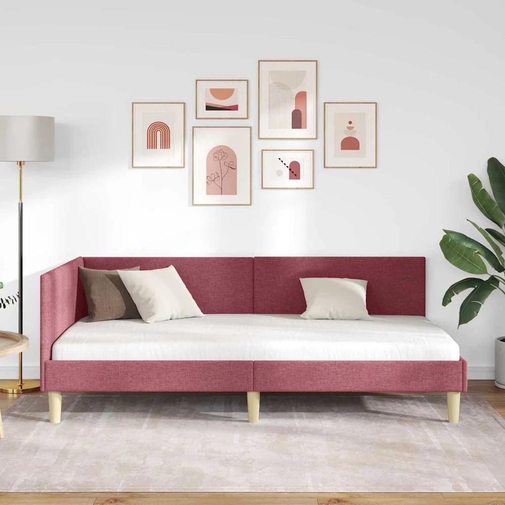 Lova Kampinė lovos konstrukcija Vyno raudona 100 cm x 200 cm
