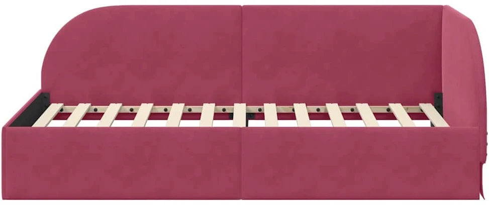 Lova Kampinė lovos konstrukcija Vyno raudona 80 cm x 200 cm Aksomas