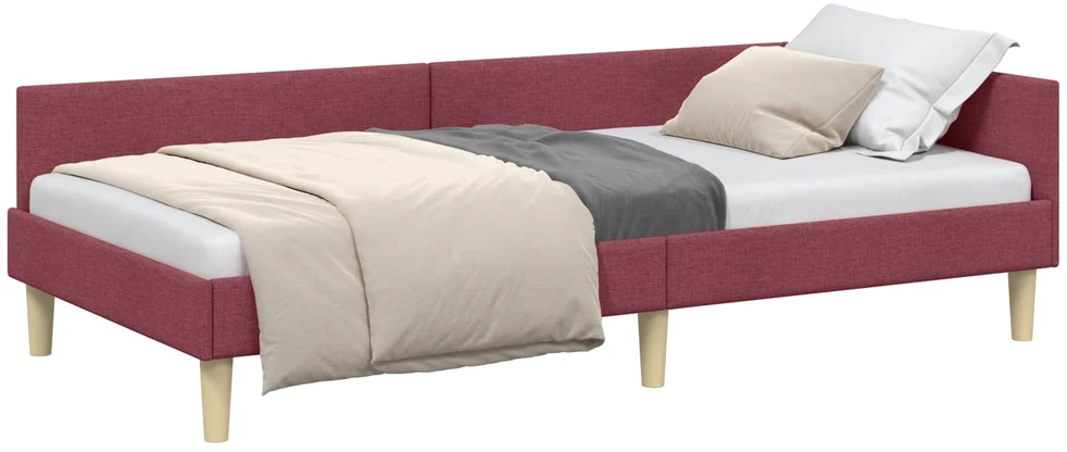 Lova Kampinė lovos konstrukcija Vyno raudona 90 x 200 cm audinys