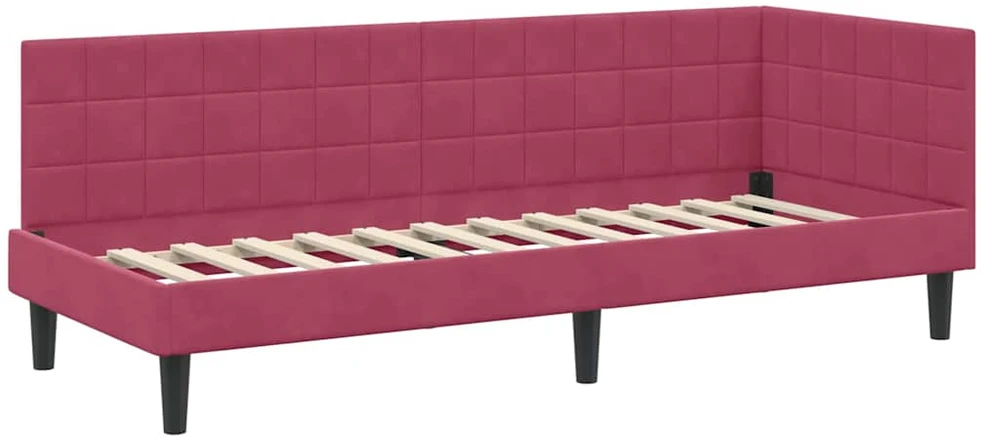 Lova Kampinė lovos konstrukcija Vyno raudona 80 cm x 200 cm Aksomas