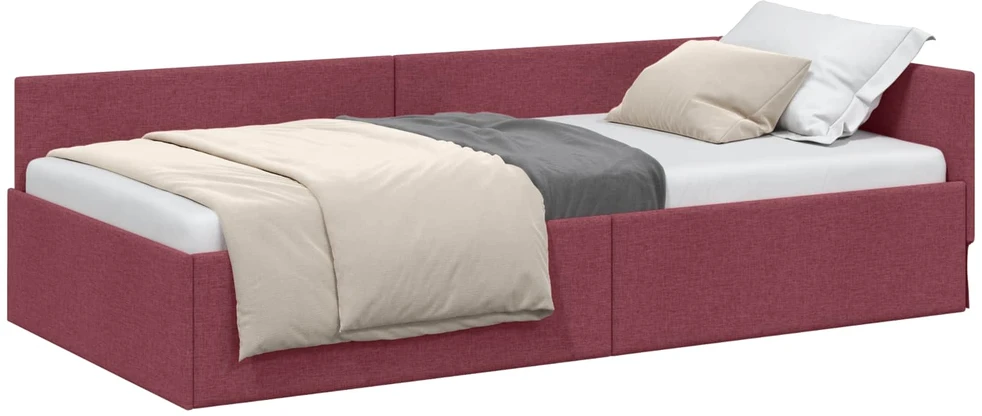 Lova Kampinė lovos konstrukcija Vyno raudona 90 cm x 200 cm audinys