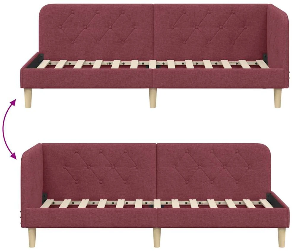 Lova Kampinė lovos konstrukcija Vyno raudona 80 x 200 cm audinys