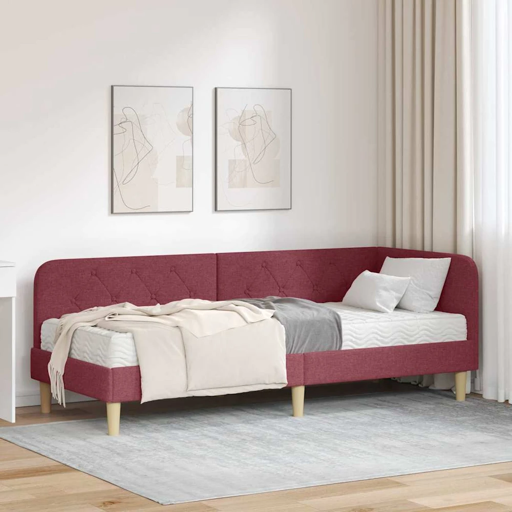 Lova Kampinė lovos konstrukcija Vyno raudona 80 x 200 cm audinys